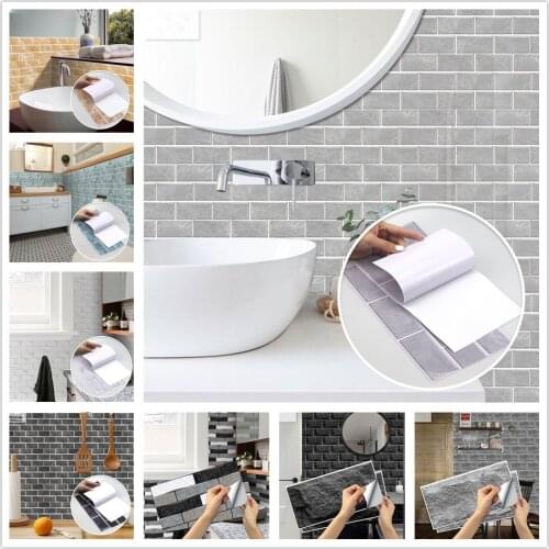 15x30cm Grey Tile Stickers For Bathroom Decoration Wallpaper Adhesive Waterproof Kitchen Backsplash Wall Decal Home Design Decor