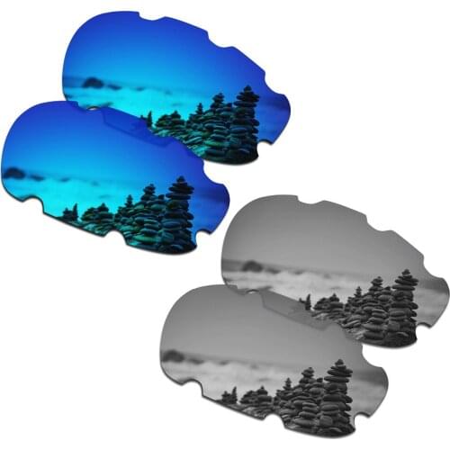 SmartVLT 2 Pairs Polarized Sunglasses Replacement Lenses for Oakley Split Jacket Vented Ice Blue and Silver Titanium