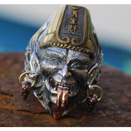 925 Sterling Silver MENS Retro long tongue handmade ring jewelry A5240