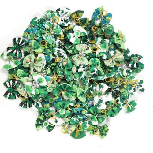 50/100pcs St. Patricks Day Dog Bows Pets Dogs Accessories Small Dog Hair Bows Dogs Grooming Bows Dog Supplies for Small Dogs