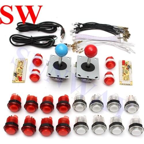 Free shipping Arcade Mame Machine DIY Kit Zero DelayUSB Encoder To PC Arcade Sanwa Joystick +5V LED push button