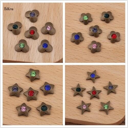 BoYuTe (50 Pieces/Lot) Mix Colors Rhinestone Star Flower Materials Handmade Diy Jewelry Accessories Wholesale