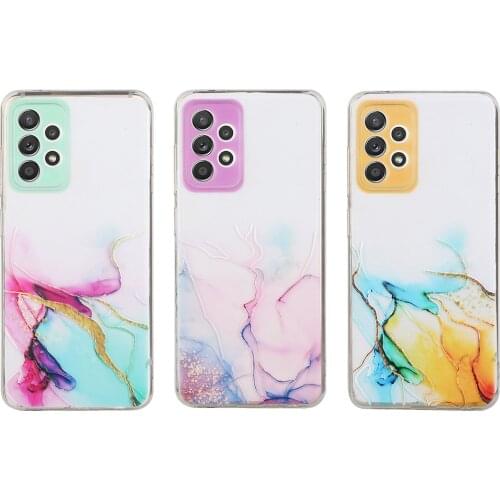 For phone cases Soft TPU painting samsung Galaxy A52 Transparent Watercolor Painting Shell Embossed Relief Protective sleeve