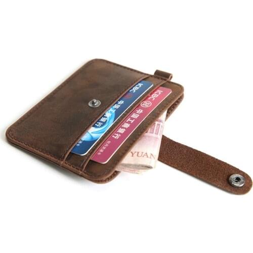 Genuine Leather Card Holder For Men Vintage Business Short ID Credit Card Holders Case Slim Mini Wallet Purse Portable Money Bag