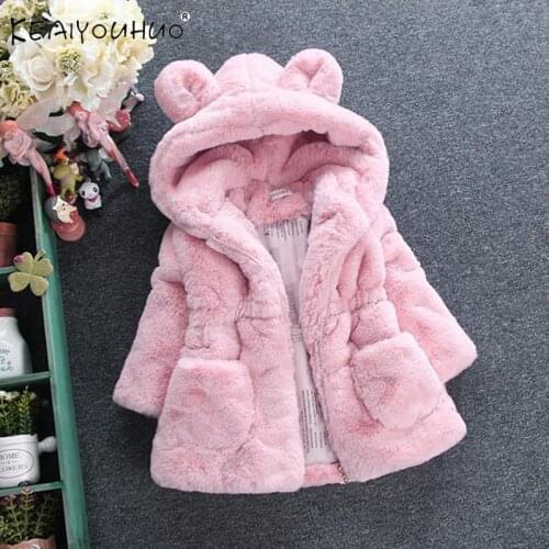 2020 Winter Coat For Girls Infant Kids Outerwear Cute Ears Kids Hooded Warm Children Jacket Baby Girl Coats Clothes 2 to 8 Years