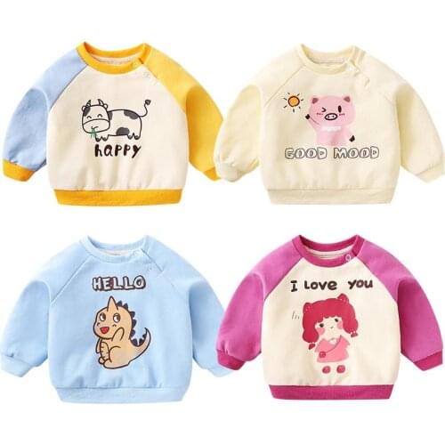 Children Cartoon Pattern Printed Sweater Baby Girl Cute Round Neck Pullover Boy Fashion Warm Button Jacket Kid Casual Coat Outer