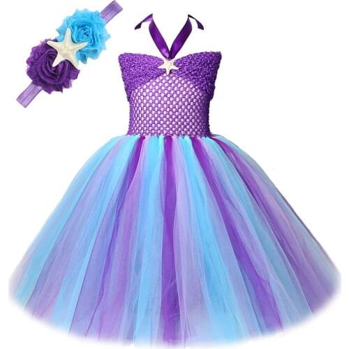 Little Mermaid Princess Dress for Girls Under the Sea Theme Costumes for Birthday Party Kids Girl Halloween Dresses Full Length