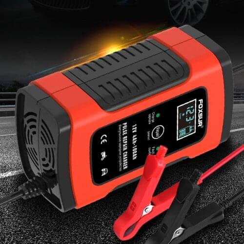 FOXSUR 12V 5A Pulse Repair Charger with LCD Display, Motorcycle & Car Battery Charger, 12V AGM GEL WET Lead Acid Battery Charger