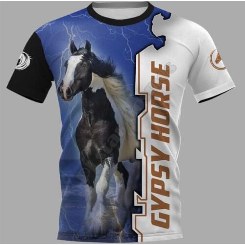 PLstar Cosmos Gypsy Horse 3D Printed t-shirt Harajuku Streetwear T shirts Funny Animal Men For Women Short Sleeve