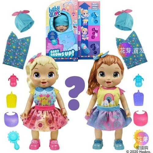 Hasbro Baby Alive Happy Baby Grows Up Talking Baby Doll Educational Girls Toys with 8 Accessories Interactive Kids Toys Gift