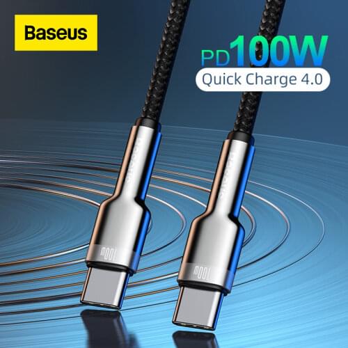 Baseus 100W USB C to USB Type C Cable for MacBook Pro QC 4.0 PD USB C Fast Charger Cable for Xiaomi Redmi Note 8 Pro Samsung S20