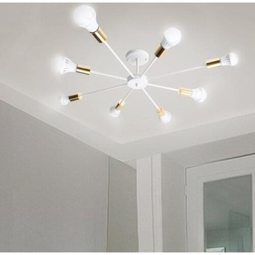 Smuxi 85-265V E27 Light Vintage Industrial Edison 6/8 /10 Chandelier Fixture Black White Not Included Bulb