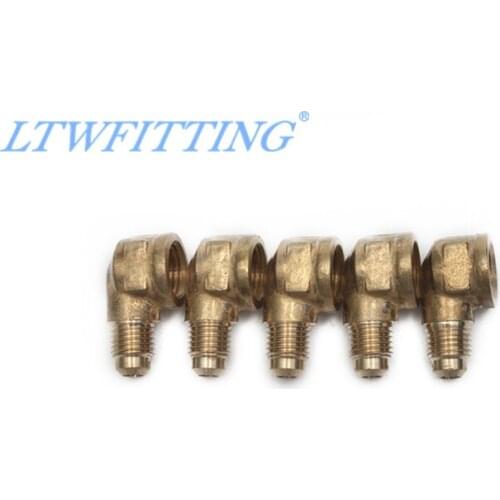 LTWFITTING Brass 1/4" OD x 1/4" Female NPT 45 Degree Flare 90 Degree Flare Elbow Tube Fitting