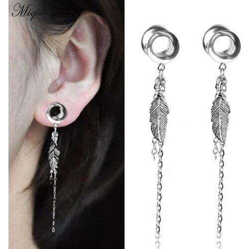 Miqiao 2 Pcs 6-25mm Popular Piercing Earrings Tassel Leaf Pendant Ear Auricle Double Horn Ear Amplifier