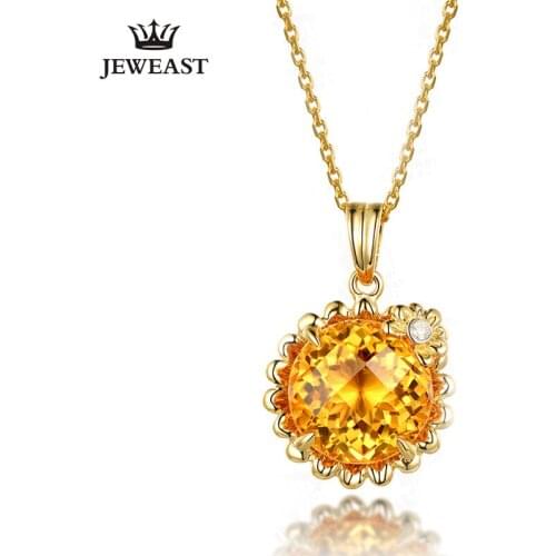 ML Natural Citrine 18K Pure Gold Pendant Real AU 750 Solid Gold Upscale Trendy Classic Party Fine Jewelry Hot Sell New 2020
