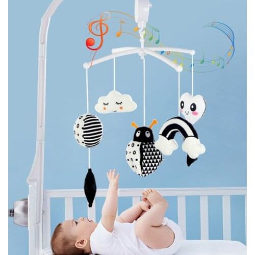Animal Music Box Black and White Bed Bell Toy Baby Crib Rattles Baby Toys 0-12 Months Infant Clockwork Toy Mobile Newborn Toys