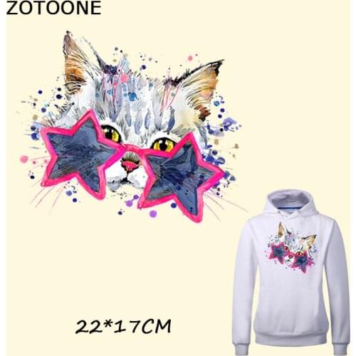 ZOTOONE Star Cat Ironing Patches Transfers Heat Press Stickers for Cartoon Animal Patch DIY Accessory Appliques for Parent-child
