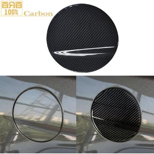 New Glossy Black 100% Real Carbon Fiber Gas Tank Fuel Oil Cap Cover Mouldings Trim For Ford Mustang