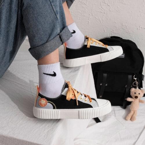 Color Matching Canvas Shoes Women 2021 New Casual Comfortable Trend Sports Shoes Students Street Biscuit Shoes Women Shoes