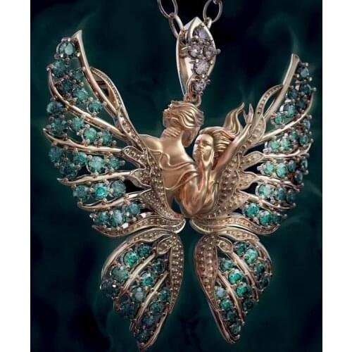 Angel Wing Pendant Necklace Butterfly Wing Shaped Love Couple Gift Jewelry Sweater Chain for Girls Female Fashion Lovers H9