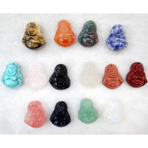 Wholesale Unique natural india onyx aventurine stone carved buddha pendants Gems beads for diy jewelry Making necklace 6Pc/lot