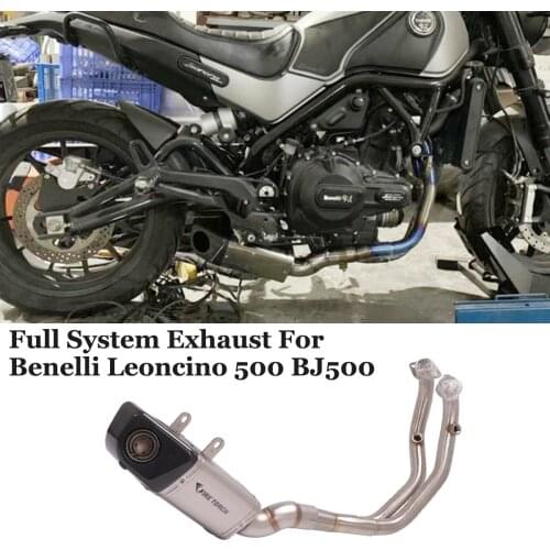 Full System Motorcycle Exhaust Escape For Benelli Leoncino 500 BJ500 Modified Slip On Front Link Pipe Carbon Muffler DB Killer