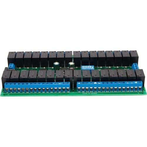 R421C32 DC12V 32 Channels Modbus RTU RS485 Bus Relay Module UART Serial Port Board for PLC LED Home Automation Door Lock