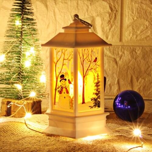 Christmas Decoration Night Light With Pattern Snowman Deer Santa Claus Angel Fairy Lantern Light Warm White Christmas Gift