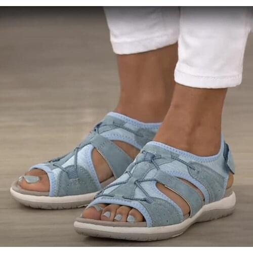 Women Sandals 2021 New Fashion Spild Color Casual Ladies Sandals Comfy Open Toe Flat Beach Shoes Summer Shoes for Women