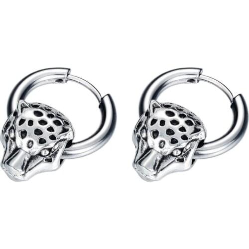 Punk kpop small stainless steel Leopard hoop earring for women men 2020 minimalist gothic piercing jewelry accessories wholesale