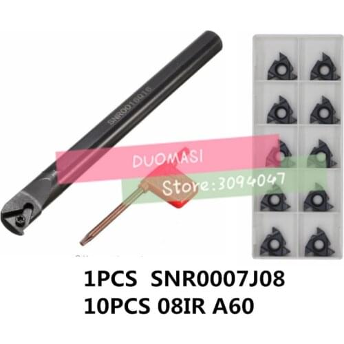SNR0007J08 CNC Internal thread Turning tool 1pcs + 08IR A60 10pcs 11pcs/set CNC Internal thread Carbide insert