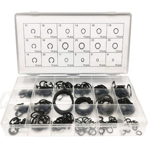 225Pcs E Type Circlip External / Internal Retaining Assortment Set holes Shaft Collar Washer