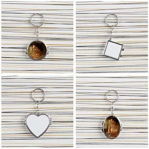 Sublimation metal key ring for women men fashion makeup mirrors keychains for heat transfer printing consumable 50pieces/lot