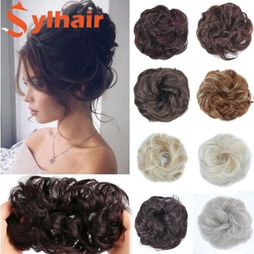 Sylhair Fluffy Chignon Hairpiece Synthetic Tousled Messy Bun Hair Elastic Band Updo Chignon Hair Hairpiece For Women 35g