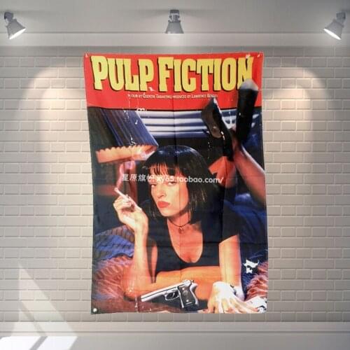 "Pulp Fiction" Classic Movies Cloth Flag Banners & Accessories Bar Billiards Hall Studio Theme Wall Hanging Decoration