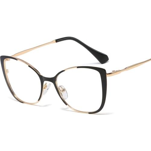 Veshion Retro Cat Eye Glasses Frames for Women Optical Ladies Gift Items Clear Lens Metal Eyeglass Frames Female Decoration