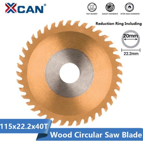 XCAN TCT Cutting Blade TiCN Coated Carbide Tipped Cutting Disc 115x1.8x22.2mm 40T Wood Cutting Tools Circular Saw Blade