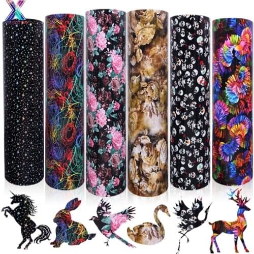 XFX HTV 1 Roll 50cm X 25M Flowers Transfer Cricut Vinyl Heat Transfer Stickers T-shirt Iron on HTV DIY Vinyl for Cricut Stickers