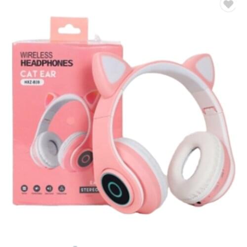 Factory Supply B39 Cute Gaming Waterproof Newest Cat Ear Headphones with Flashing Led