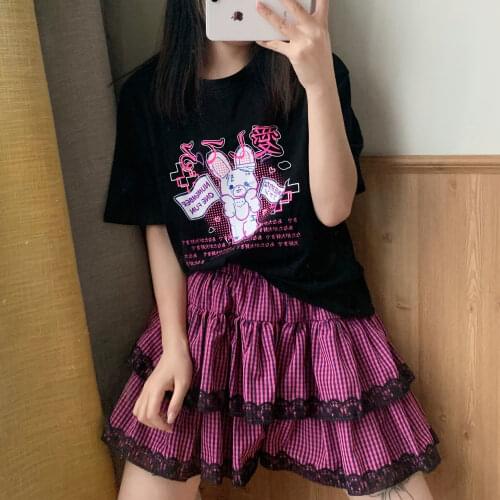 Summer Gothic clothing Sexy Female Loose Women T-shirt Punk Dark Grunge Streetwear Ladies Top Gothic Tshirts Harajuku Clothes