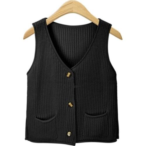 Shrugs for Women Sweater Vest V Neck Button Waistcoat Cardigans Women Tops Sweater Female Sweater Mujer 2019 White Green Black