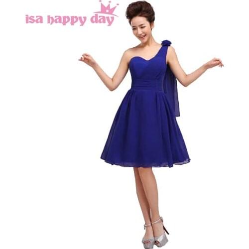 2020 new arrival robe de soiree pretty royal blue short ladies fancy one shoulder evening party dresses elegant dress H1181