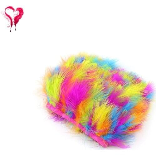 1 Meter Width 7-9 CM Soft Dyed Colorized Multicolored Turkey Blood Marabou Feather Trimming Satin Ribbon Decorative Lace Trim