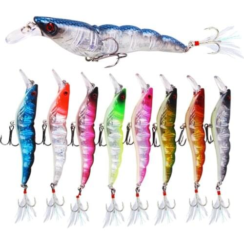 1pcs 13.6g 95mm Full Attack Prawn Minnow Fishing Lures shrimp lure Sinking Artificial Laser Fishing Wobblers Bait Plastic Pesca