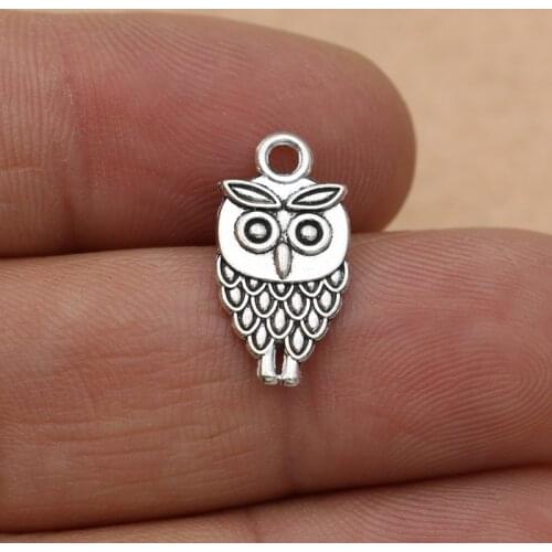 10pcs Tibetan Silver Plated Owl Charms Pendants Jewelry Making Diy Craft Handmade 18x10mm
