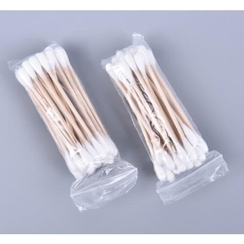 100pcs/ Pack Double Head Cotton Swabs Women Makeup Buds Tip for Medical Wood Sticks Nose Ears Cleaning Health Care