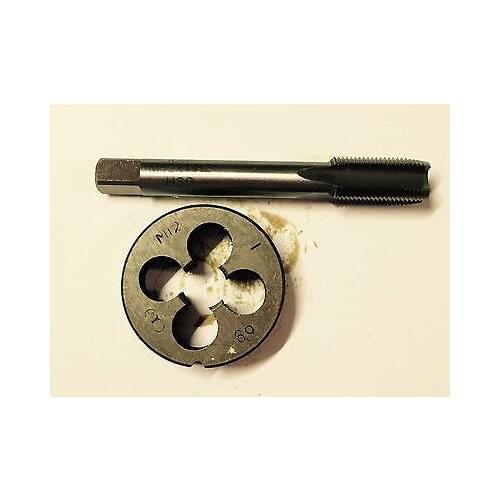 1pc HSS Machine M12 X 1mm Plug Tap and 1pc M12 X 1mm Die Threading Tool