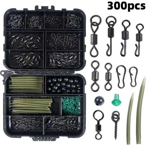 320pcs/420pcs/Box Carp Fishing Tackle Kit Rolling Swivel Snaps Hook Sleeves Stop Beads Boilie Bait pesca Accessories