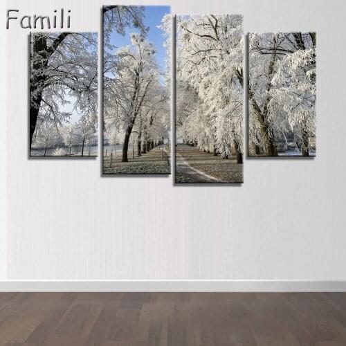 Modern Road Canvas Painting City Town Landscape Wall Picture Home Decor Oil Painting for Room HD Art Work Frameless 4pcs