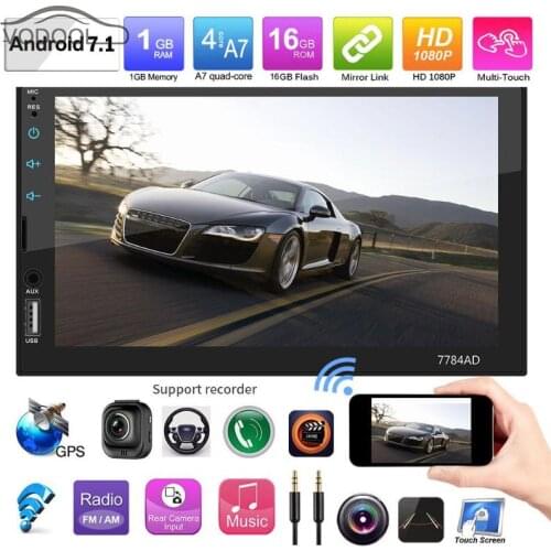 2Din 7" Touch Screen Android 7.1 Car Stereo MP5 Central Multimidia Player Bluetooth Wifi GPS Navigation FM Radio with Map+Camera